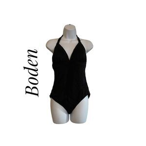 Boden Size 10 One Piece Bikini Swimwear Black V Neck